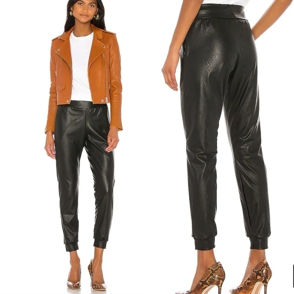 Revolve Commando faux leather black joggers pants